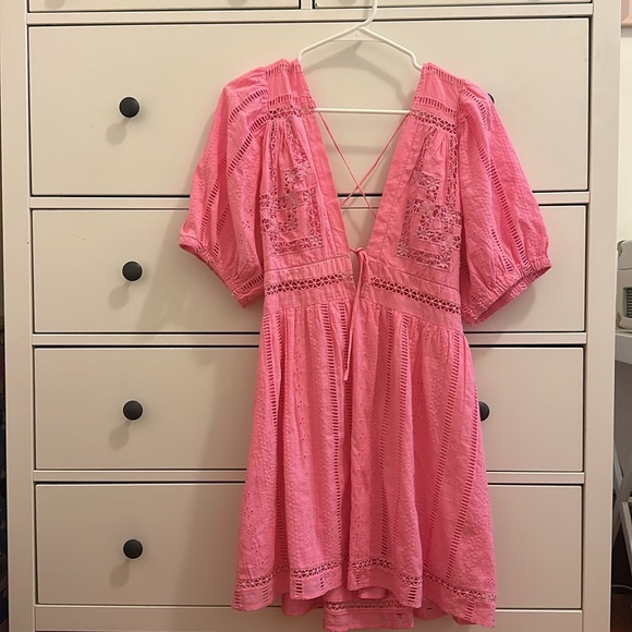 UO Marla Eyelet Puff Sleeve Mini Dress - Picture 3 of 8